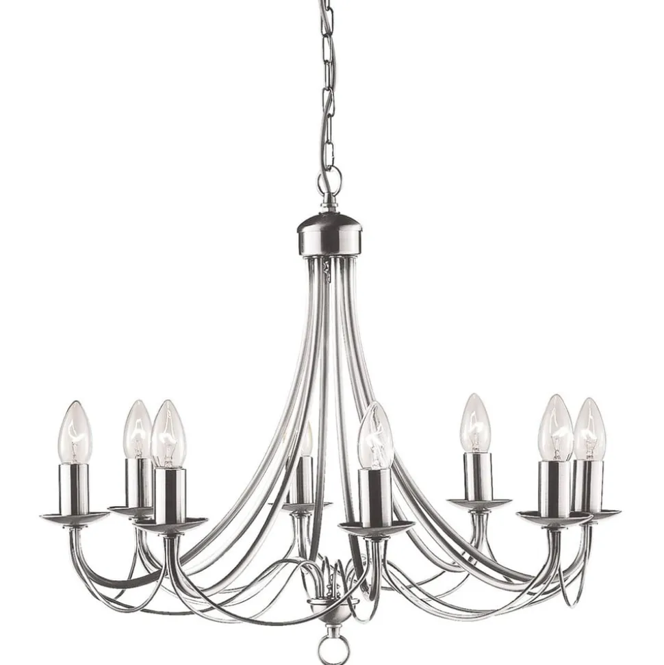 Maypole lysekrone, satineret sølv, 8 lyskilder