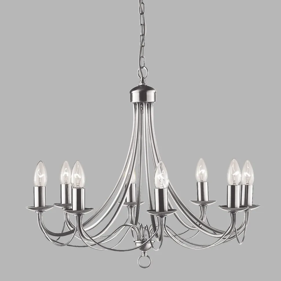 Maypole lysekrone, satineret sølv, 8 lyskilder