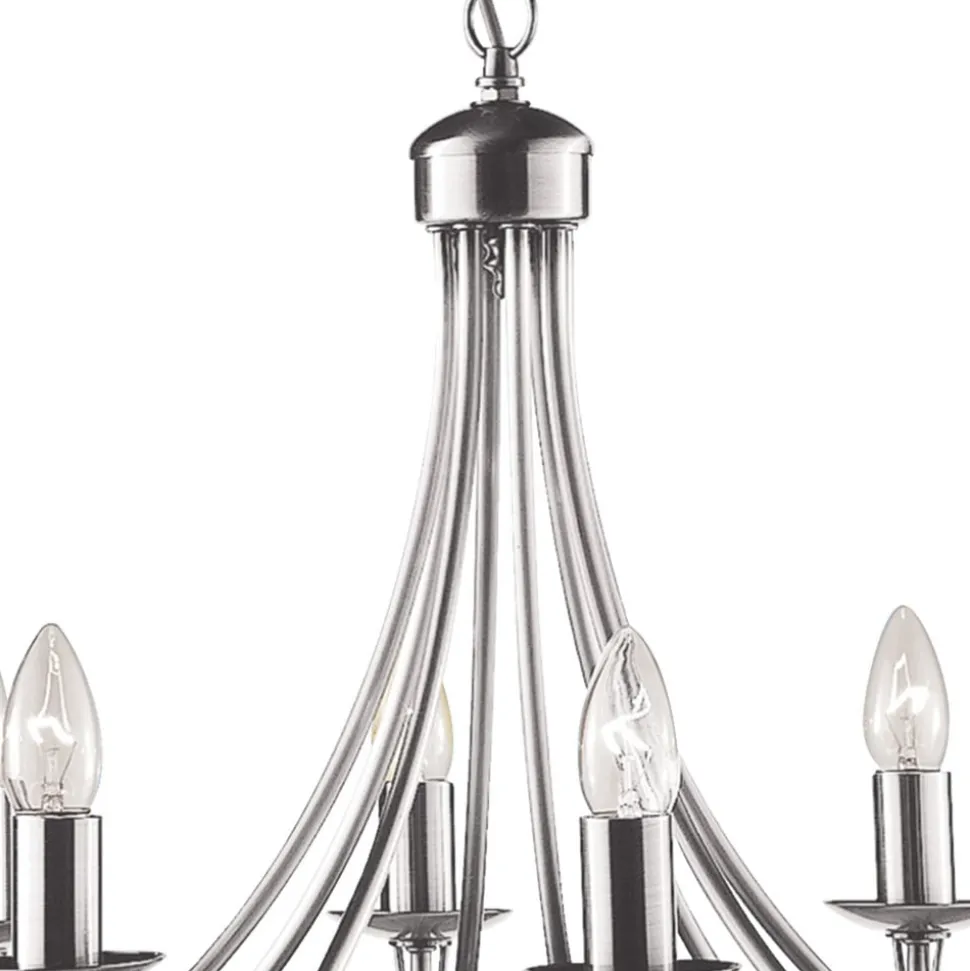 Maypole lysekrone, satineret sølv, 8 lyskilder