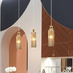 Maytoni Antic hængelampe, glasskærm i cognac