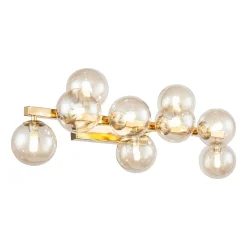Maytoni Dallas væglampe med 9 glaskugler, guld
