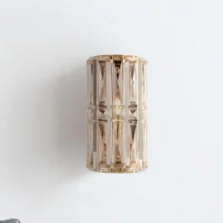 Maytoni Facet væglampe, højde 25 cm, guldfarvet, glas, E14