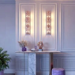 Maytoni Facet væglampe, højde 75,2 cm, guldfarvet, glas