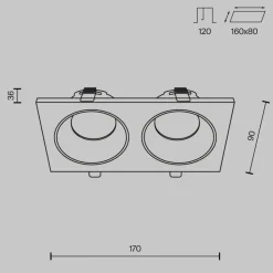 Maytoni forsænket loftlampe Zoom hvid 17 x 9 cm 2 lyskilder IP65