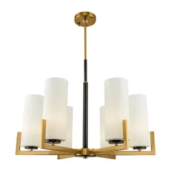 Maytoni Fortano lysekrone, 6 lyskilder, glasskærme