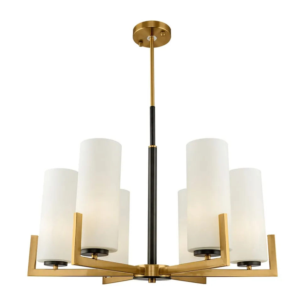 Maytoni Fortano lysekrone, 6 lyskilder, glasskærme