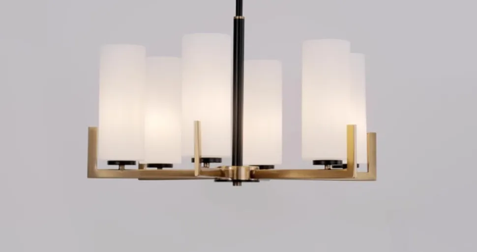 Maytoni Fortano lysekrone, 6 lyskilder, glasskærme