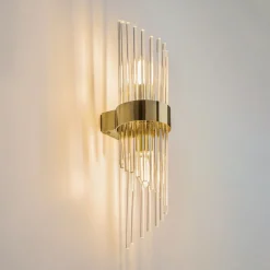 Maytoni Frame væglampe, 2 lyskilder, højde 46 cm, guld/klar