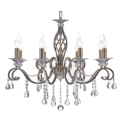 Maytoni Grace lysekrone, 8 lyskilder, messing/hvid