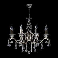 Maytoni Grace lysekrone, 8 lyskilder, messing/hvid