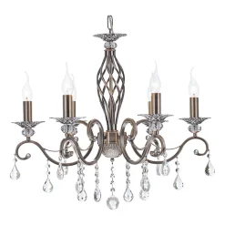 Maytoni Grace lysekrone, 6 lyskilder, messing/hvid