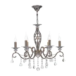 Maytoni Grace lysekrone, 6 lyskilder, messing/hvid