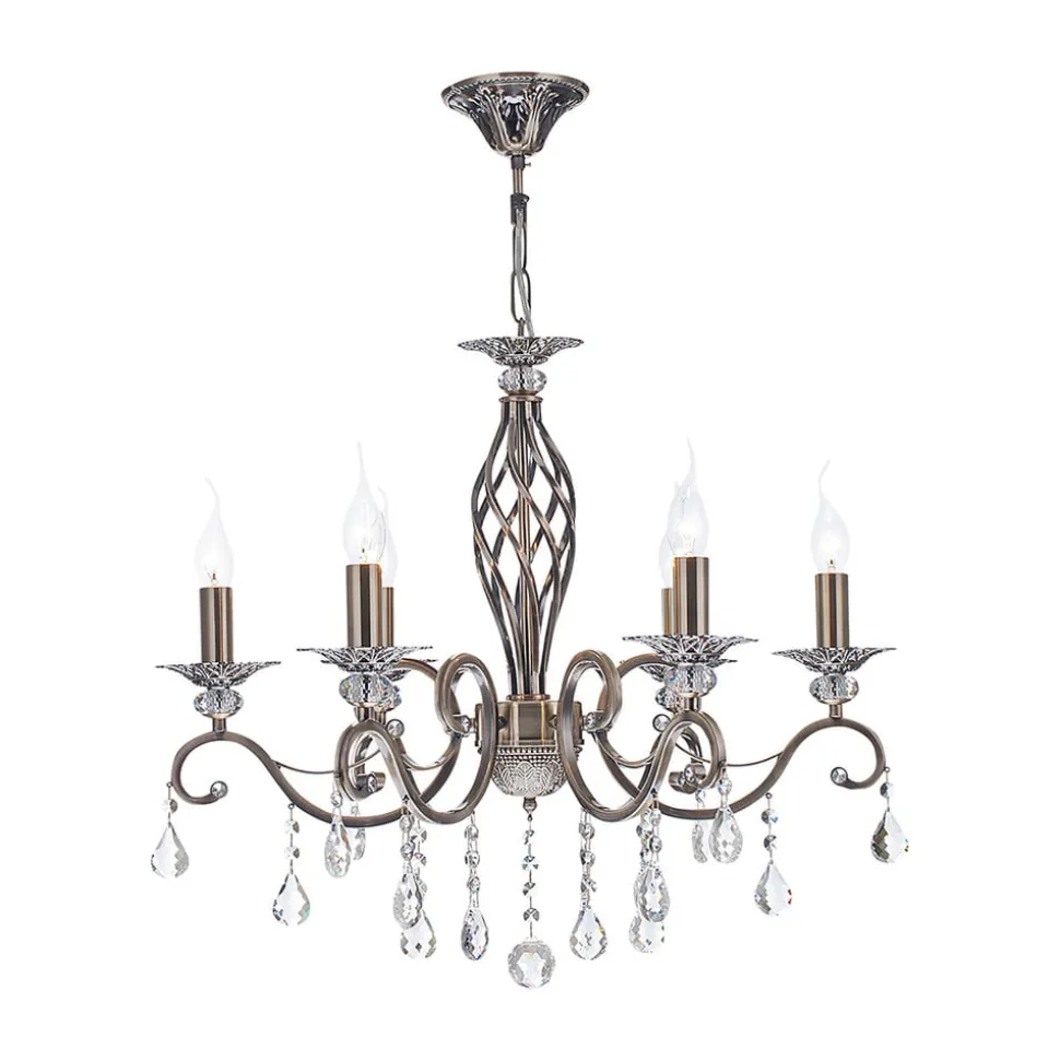 Maytoni Grace lysekrone, 6 lyskilder, messing/hvid