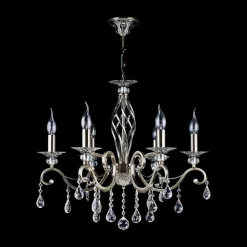 Maytoni Grace lysekrone, 6 lyskilder, messing/hvid