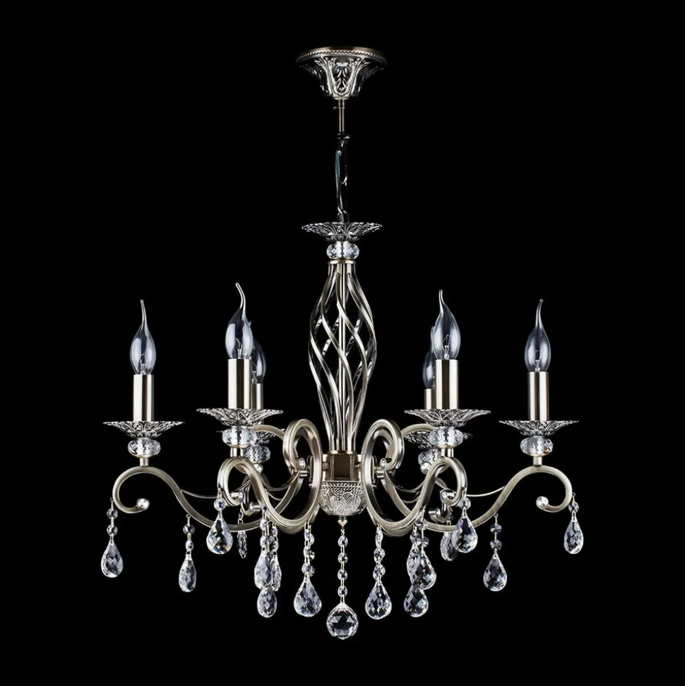 Maytoni Grace lysekrone, 6 lyskilder, messing/hvid