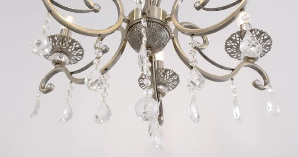 Maytoni Grace lysekrone, 6 lyskilder, messing/hvid