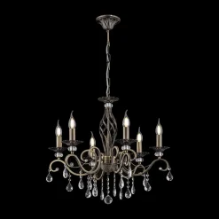 Maytoni Grace lysekrone, 6 lyskilder, messing/hvid