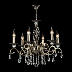 Maytoni Grace lysekrone, 6 lyskilder, messing/hvid