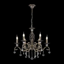 Maytoni Grace lysekrone, 6 lyskilder, messing/hvid