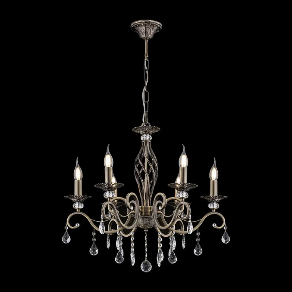 Maytoni Grace lysekrone, 6 lyskilder, messing/hvid