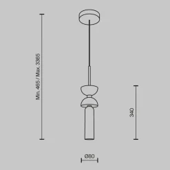 Maytoni hængelampe Kyoto, guld, Ø 10 cm, marmor, glas