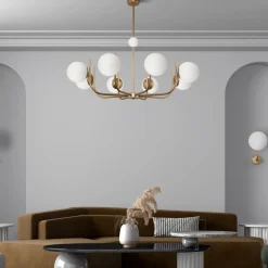 Maytoni hængelampe Rendez-vous, 8 lyskilder, messingfarvet