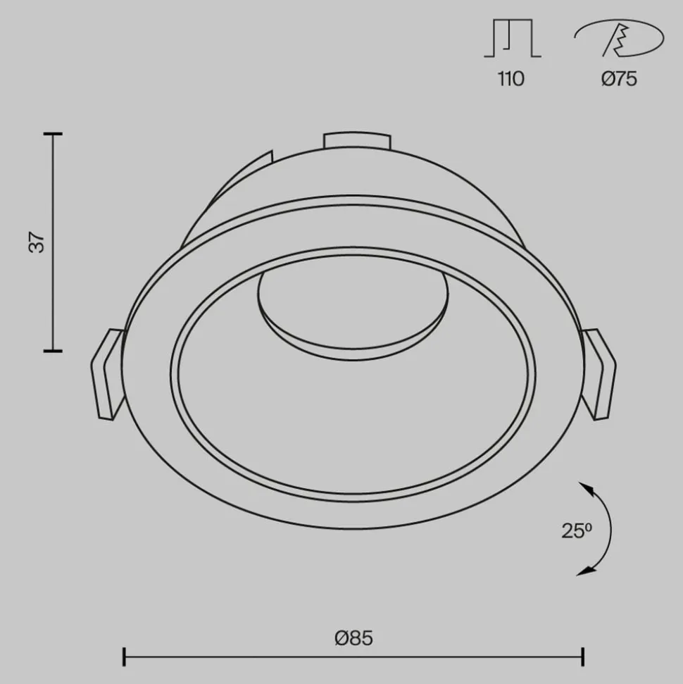 Maytoni indbygningslampe Share, hvid/guld, Ø 8,5 cm, aluminium, GU10