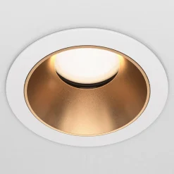 Maytoni indbygningslampe Share, hvid/guld, Ø 8,5 cm, aluminium, GU10