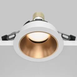 Maytoni indbygningslampe Share, hvid/guld, Ø 8,5 cm, aluminium, GU10