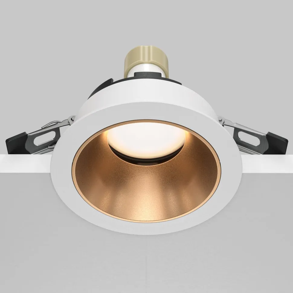 Maytoni indbygningslampe Share, hvid/guld, Ø 8,5 cm, aluminium, GU10