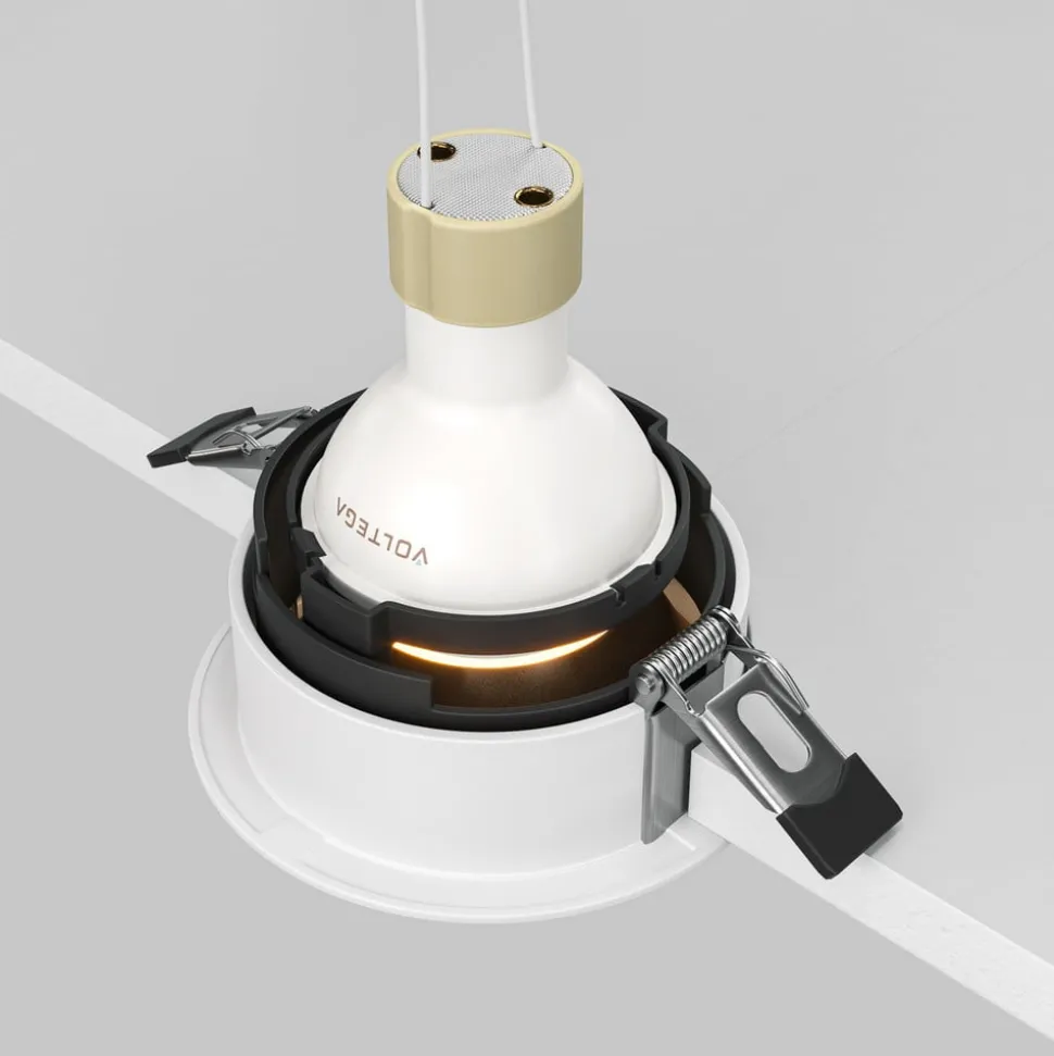 Maytoni indbygningslampe Share, hvid/guld, Ø 8,5 cm, aluminium, GU10