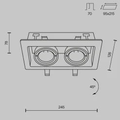 Maytoni indbygningslampe i metal, sort, 25 x 13 cm, 2 lyskilder