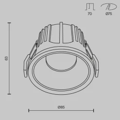 Maytoni indbygningslampe Alfa, sort/hvid, Ø 8,5 cm, 15 W, 36°