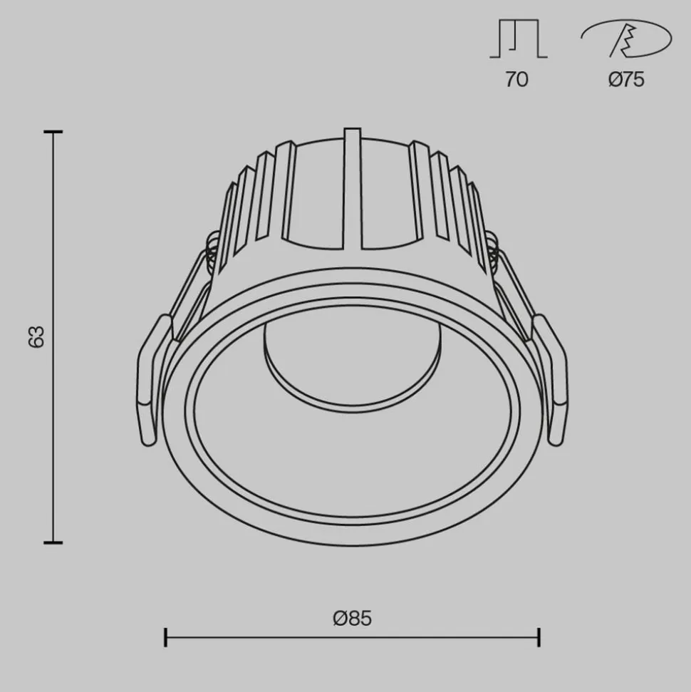 Maytoni indbygningslampe Alfa, sort/hvid, Ø 8,5 cm, 15 W, 36°
