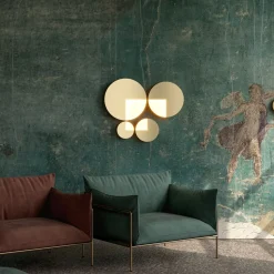 Maytoni Jupiter LED-væglampe, guld, Ø 25cm