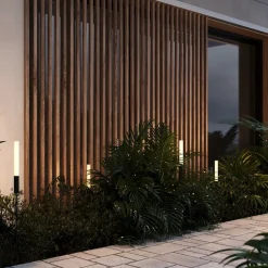 Maytoni LED-gadelampe Flare, 59 cm, jordspyd, grafit, IP65