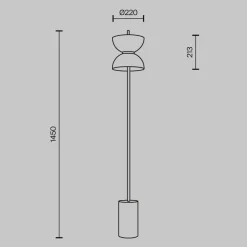 Maytoni LED-gulvlampe Kyoto, sort, højde 145 cm, marmor