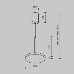 Maytoni LED-hængelampe Plato, messing, Ø 18,5 cm, aluminium