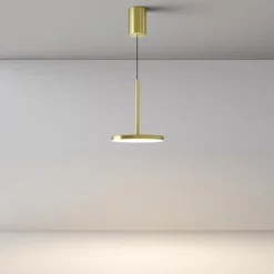 Maytoni LED-hængelampe Plato, messing, Ø 18,5 cm, aluminium