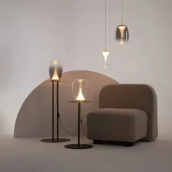 Maytoni LED-hængelampe Splash, røggrå, Ø 20 cm, glas