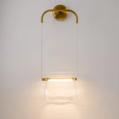 Maytoni LED-væglampe Cabaret, messing/klar, metal/glas