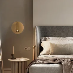 Maytoni LED-væglampe iOS 176, guldfarvet, rund, aluminium