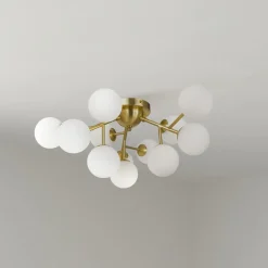 Maytoni loftlampe Dallas, 12 lyskilder, guldfarvet/hvid