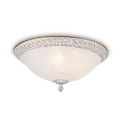 Maytoni loftlampe Pascal, hvid/guld, Ø 35 cm glas/metal