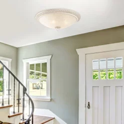 Maytoni loftlampe Pascal, hvid/guld, Ø 35 cm glas/metal