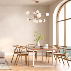 Maytoni lysekrone Erich, messing roséglas/metal 12 lyskilder.