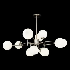 Maytoni lysekrone Erich, nikkelfarvet glas/metal 12 lyskilder.