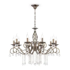 Maytoni lysekrone Grace antik messing metal/glas 10 lyskilder.