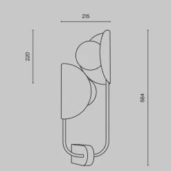 Maytoni Tropic væglampe, højre, messing, 2 lyskilder, metal