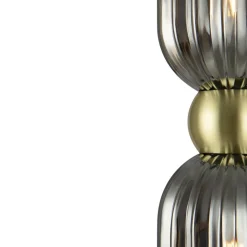 Maytoni væglampe Antic, 2 lyskilder, guld/grå, glas